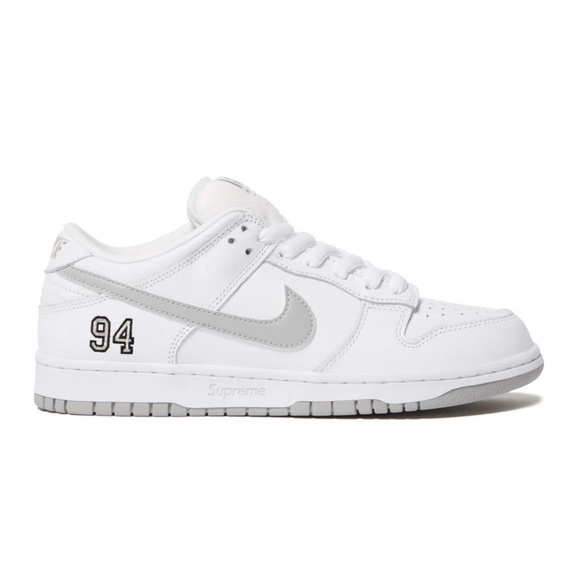 Nike SB Dunk Low Supreme 94 White/Metallic Silver Size 13 - Rare Limited Edition - Picture 1 of 1